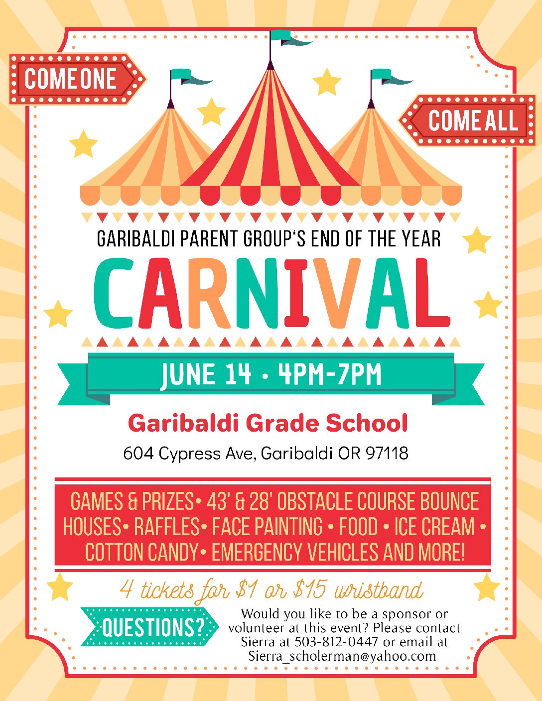 Garibaldi Parent Group end of Year Carnival - Tillamook Area Chamber of ...